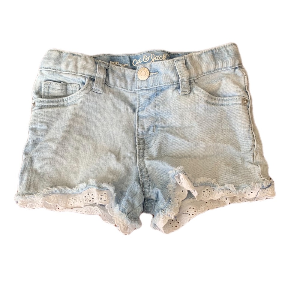 Girls Jean Shorts w/ Lace Detail
